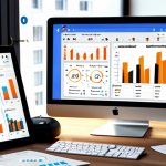 ** "Modern digital marketing workspace, social media content planning on a screen, diverse team collaborating, charts and data visualizations, Arabic script elements, bright and optimistic."

**