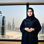 **

"A confident businesswoman in a stylish, modest abaya, standing in a modern Dubai office with skyscrapers in the background, fully clothed, appropriate attire, safe for work, perfect anatomy, natural proportions, professional photography, high quality."

**