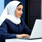 소셜미디어마케팅 무료 툴 추천 - Professional Businesswoman** "A confident Arab businesswoman in a modern hijab and modest business ...